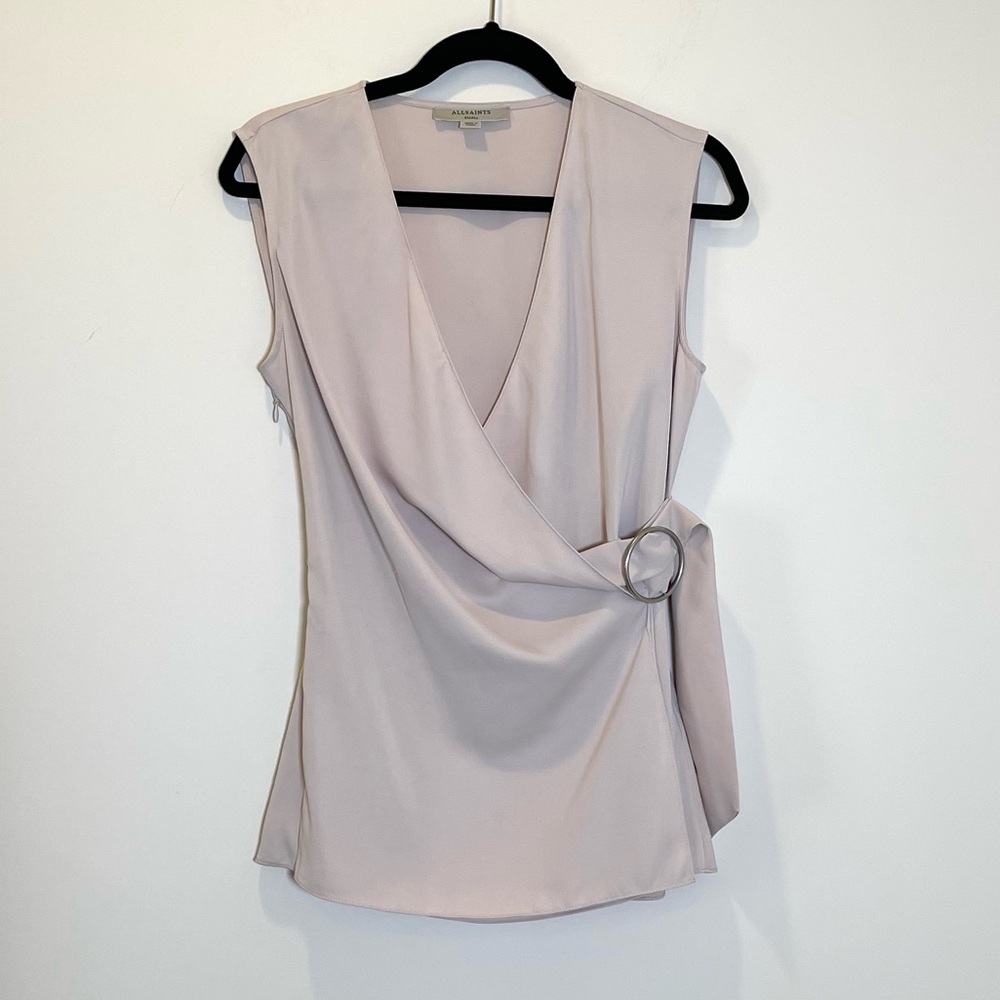 ALLSAINTS  Drape Blouse Top with Zipper Closure Size Small